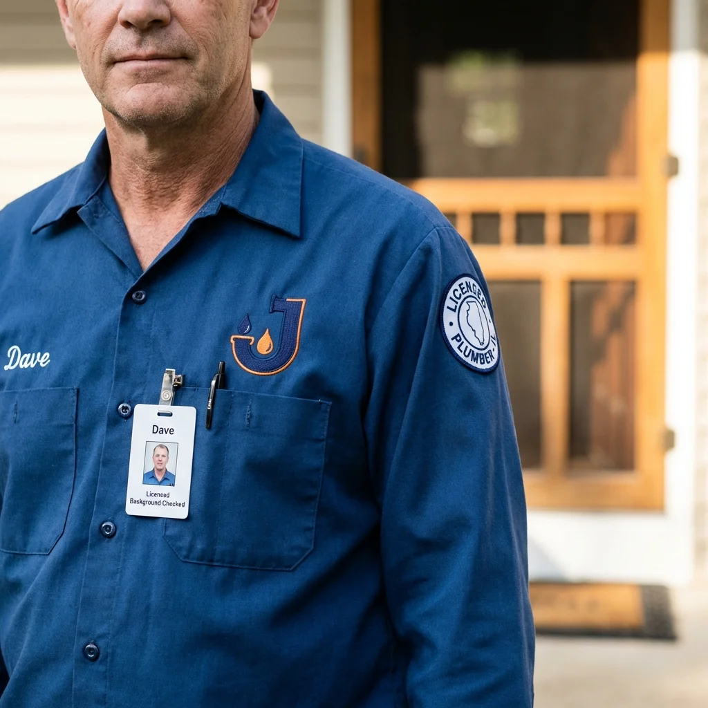 Licensed plumber showing ID badge in Paxton, MA