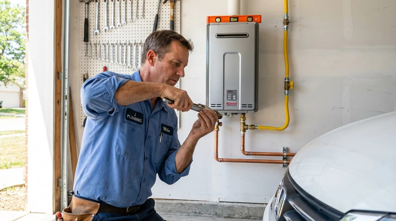 Tankless water heater installation by a Johns Plumbing LLC plumber in Paxton